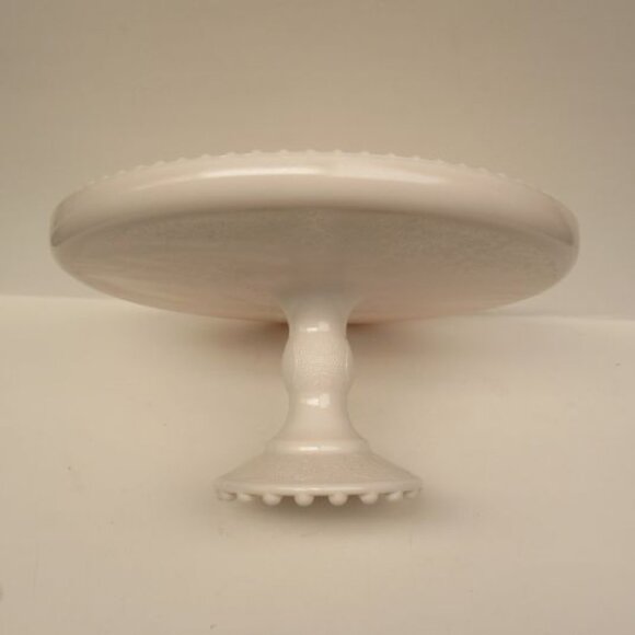 Jeannette Glass Vintage SHELL PINK HARP 10 In Footed Cake Stand Cake Plate - HTF - Picture 3 of 6